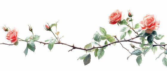 Pink rose branch, garden, floral design