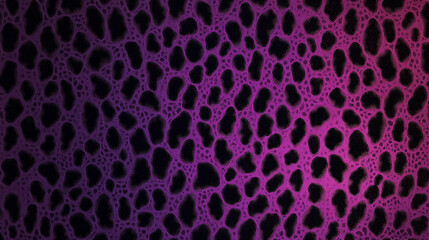 A striking abstract leopard print pattern in rich purple and deep black tones, featuring a halftone texture for added depth and dimension. Generative AI