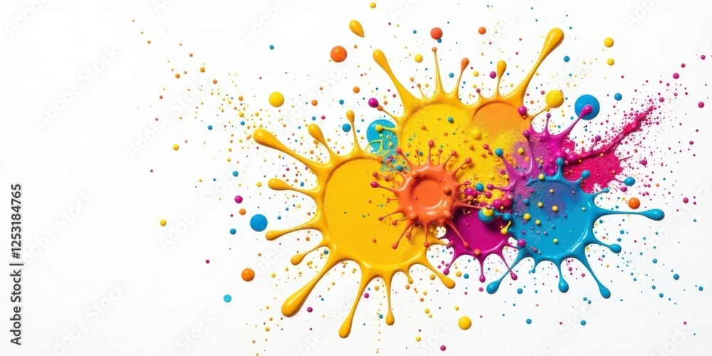 Aufkleber Vibrant Color Splashes A Dynamic Composition of Vivid Hues Exploding Across a Pristine White Background
