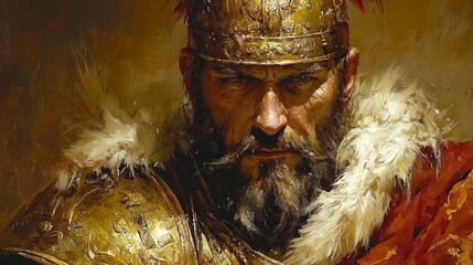 Spanish conquistador stands confidently in 16th century steel armor richly decorated golden engravings. He grips rapier while misty jungle creates air of mystery around him.