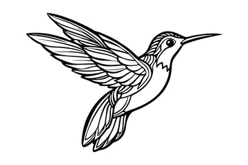 Obraz premium Silhouette of hummingbird isolated on a white background