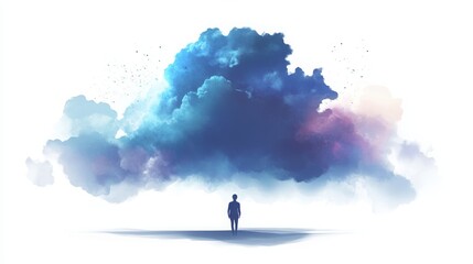 Obraz premium Dream concept illustration of a cloud on a white background. 