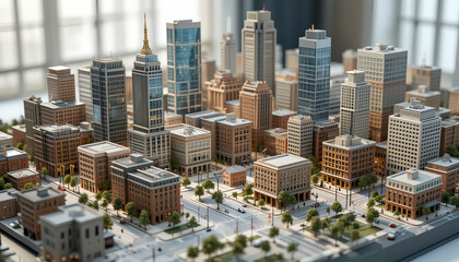 miniature skyscrapers in the city, generative ai