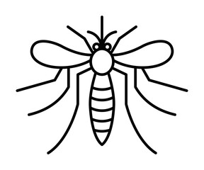 Mosquito icon with detailed wings, vector illustration. Editable stroke.