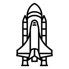 Space shuttle icon in outline style, vector illustration. Editable stroke.