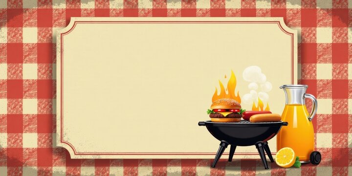 Summer BBQ Invitation  A Delicious Picnic Awaits with Grilled Delights and Refreshing Drinks