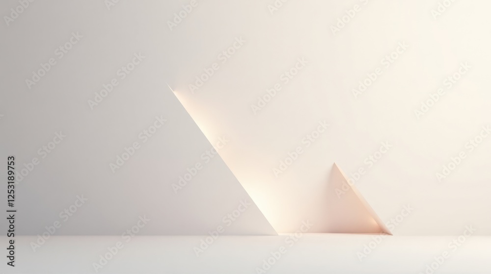 Fototapete Subtle Illumination in a Minimalist Architectural Space Featuring Angled Walls and a Soft Glow