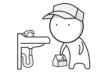 Plumber repairing a bathroom sink