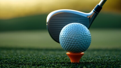 golf club and ball on green grass