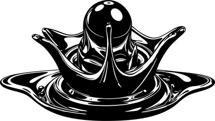 abstract fluid shape, black and white, organic curves, liquid motion, high contrast, symmetrical design, flowing lines, smooth texture