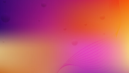 Abstract purple yellow blue and orange multicolor meshed gradient with lineart and circular shapes background design