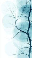 Abstract Winter Tree Branches in Blue and White