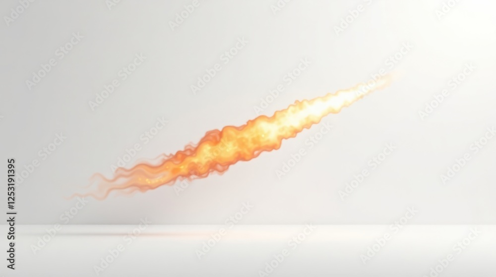Poster abstract orange fiery streak across a bright white background, perfect for motion graphics, dynamic 
