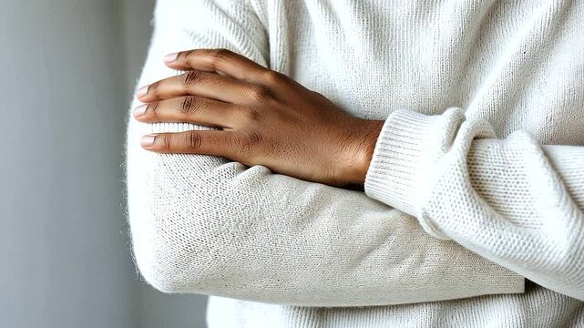 Person Coughing into Elbow Showing Symptoms of Illness