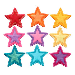 Obraz premium Colorful star shapes in a variety of vibrant colors. Perfect for decorations, crafts, or educational projects with transparent background.