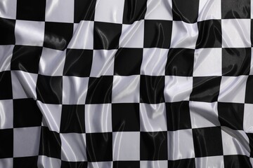 Checkered finish flag as background, top view