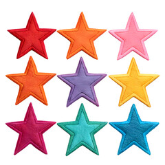 Obraz premium Colorful star shapes in a variety of vibrant colors. Perfect for decorations, crafts, or educational projects with transparent background.