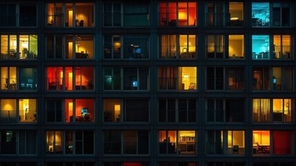 Night City Building With Illuminated Windows