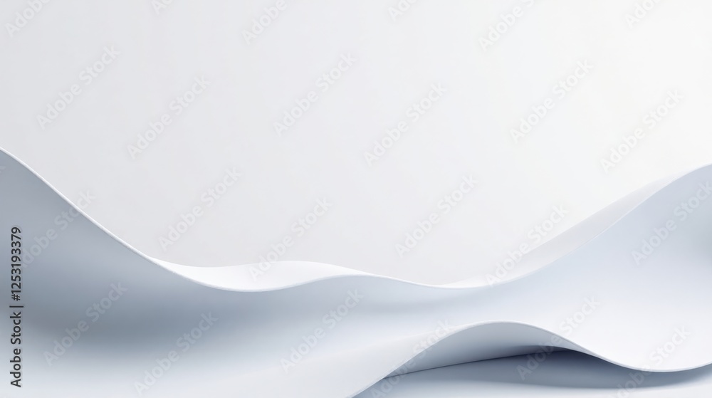 Fototapete abstract white undulating surface design smooth, elegant curves and gentle waves for modern backgrou
