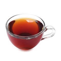 Refreshing black tea in cup isolated on white