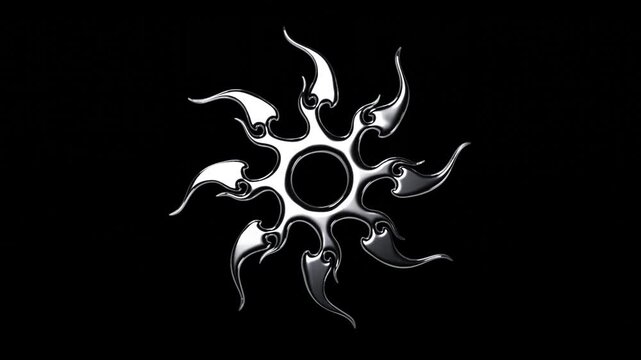 Neo tribal sun Tattoo,Cyber sigilism metal 3d sun loop motion
