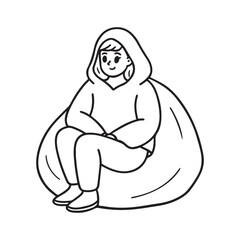 Cozy Coloring page, Line art, Bold and easy image, coloring sheet isolated vector illustration