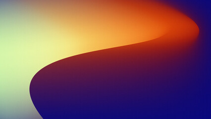 Abstract blue, yellow orange multicolor gradient wave edge with grainy texture background design