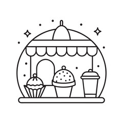 Cozy Coloring page, Line art, Bold and easy image, coloring sheet isolated vector illustration