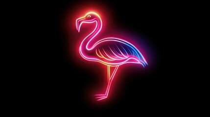 Obraz premium Neon Flamingo Bird Art Colorful Design