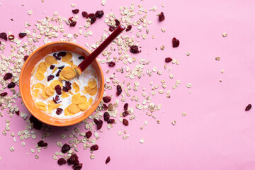 Crunchy and healthy breakfast in a bowl