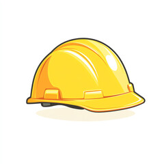 A vibrant yellow construction helmet illustrated in a simple style, symbolizing safety and protection in construction sites and industrial work environments.