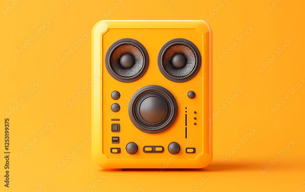 Fototapete a music player with buttons and speakers on both sides, a simple design style, a solid color backgro
