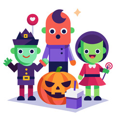 Trick or Treat Celebration on a White Background