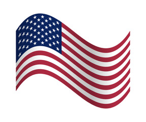 Waving USA flag isolated on transparent background. Patriotic American-style pattern. Abstract vector illustration for memorial day or election campaign.