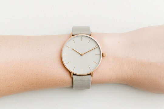 Elegant minimalist wristwatch with a soft grey strap, showcasing modern design and simplicity, ideal for fashion enthusiasts and timepiece collectors