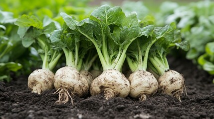 Hand-harvested organic turnips showcase the beauty of farm-fresh produce. Generative AI