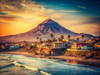 Vintage Baja California: El General Mountain & Rosarito Beach Panorama