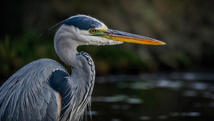 Fototapeta premium Heron standing tall in an elegant line drawing.