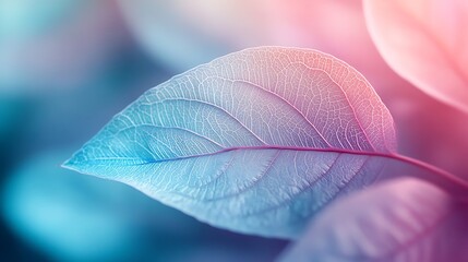 Obraz premium Vibrant Blue and Pink Leaves Close Up, Detailed close up of delicate leaf veins background