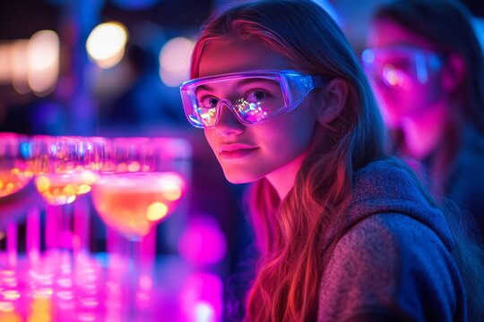 High school science fair showcases creativity and experimentation under neon lights. Generative AI