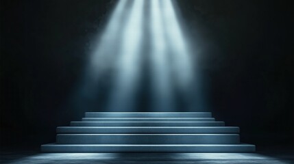 An empty podium illuminated by a spotlight.
