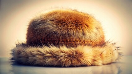 Vintage Fur Hat, White Background – Stylish Winter Accessory Stock Photo