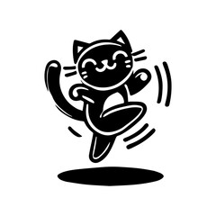 cute cartoon cat dancing logo design