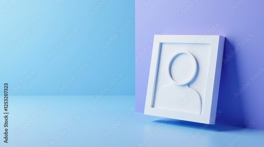 Aufkleber a simple white frame featuring a minimalist person icon against a two-tone pastel background