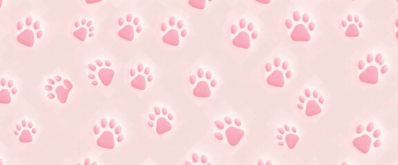 Seamless pattern with cat paws, Cat wallpaper, Pink Wallpaper