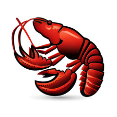 "Realistic Cartoon Illustration of a Red Lobster – Detailed Seafood Art"