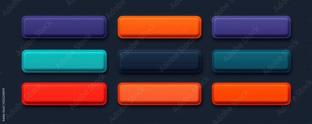 Wall mural colorful rectangular buttons abstract ui design elements web interface app design digital