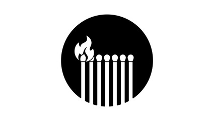 lit match fire symbol , black isolated silhouette