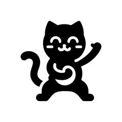 cute cartoon cat dancing logo design
