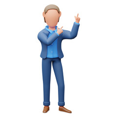 3d illustration of a businessman pointing upwards